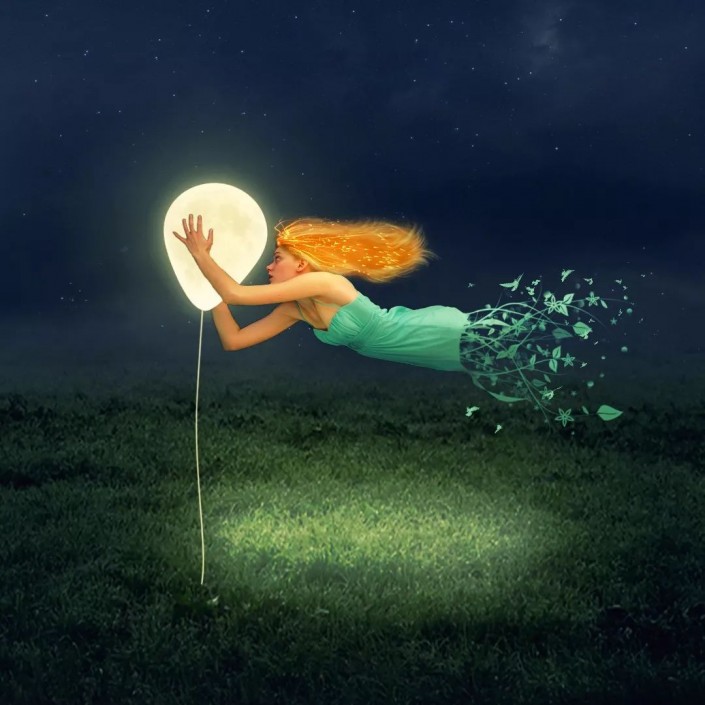 用ps制作奇幻场景—追月亮的女子